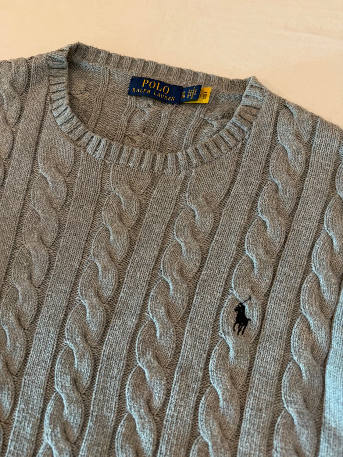 큐알택) 폴로 랄프로렌 꽈배기 케이블 니트 그레이 상품이미지2