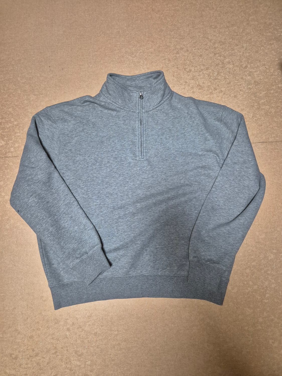 릴렉스드 하프 집업 기모 스웻 셔츠 (웜 그레이 멜란지) 3사이즈 상품이미지1