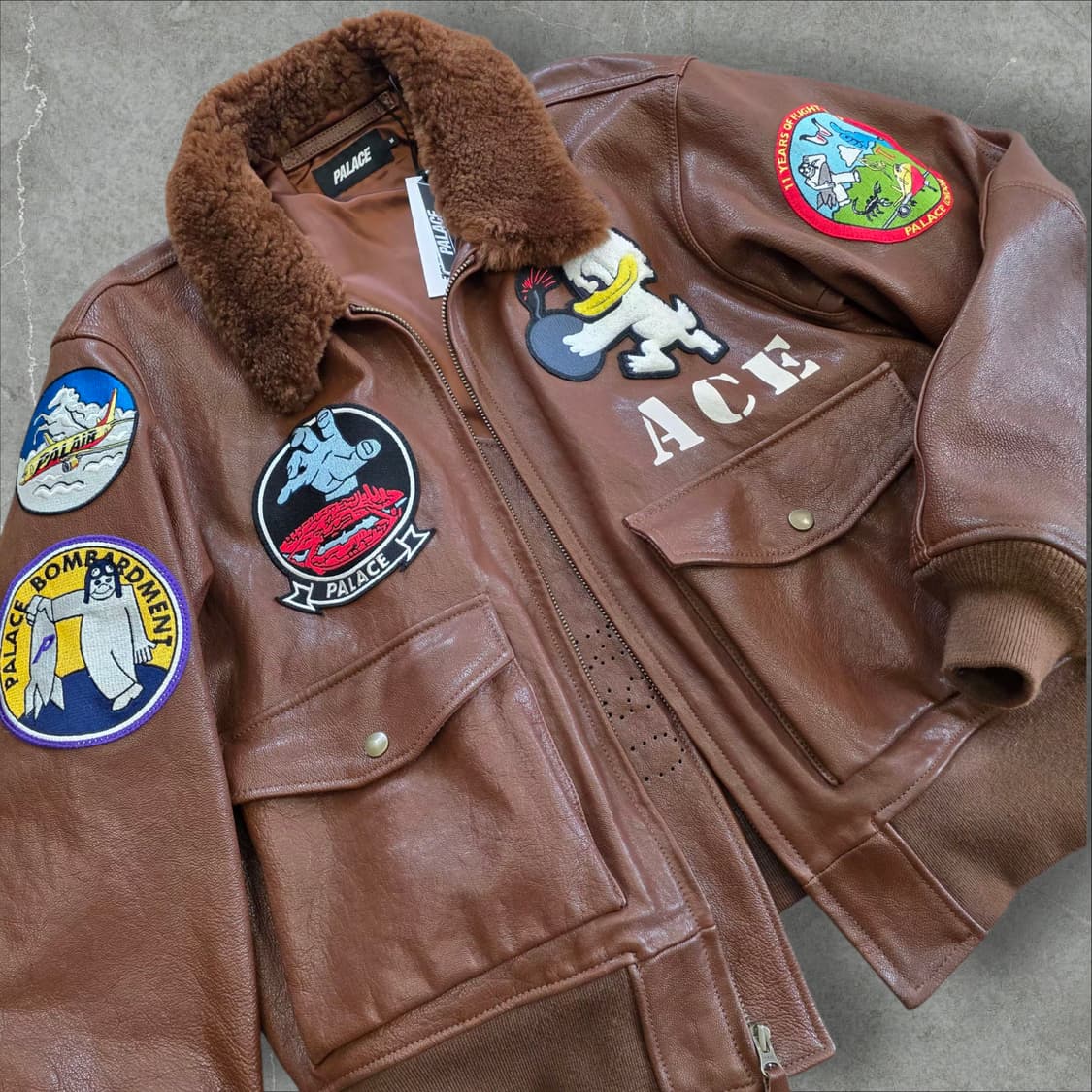 PALACE 팔라스 최상급 G1 무통 염소가죽 플라이트 자켓 아메카지 밀 상품이미지3