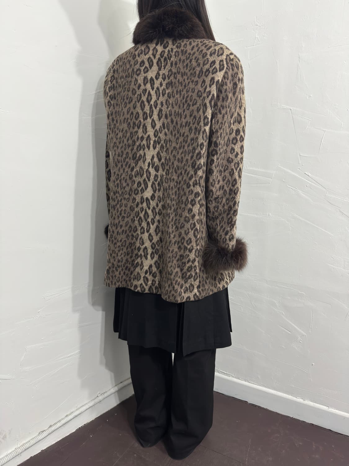 magenta leopard fur detail coat 상품이미지6