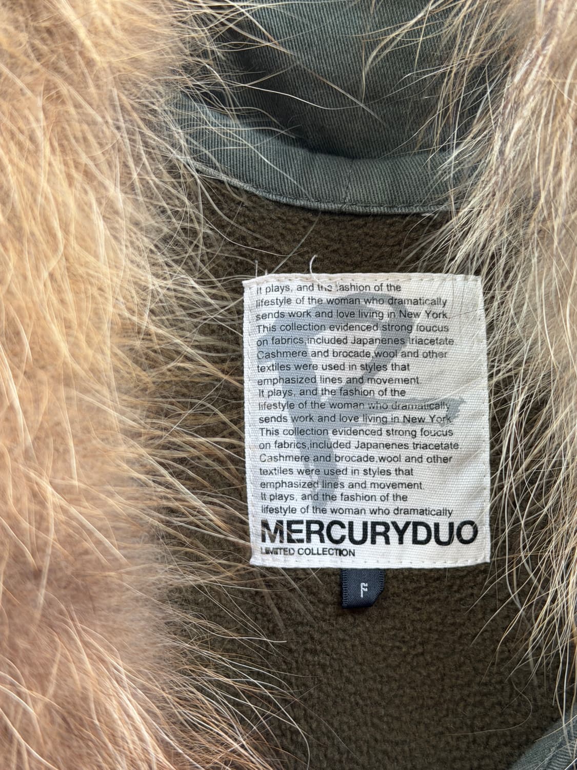 Mercuryduo 카키 라이너 라쿤퍼 트리밍 야상 자켓 F 상품이미지2