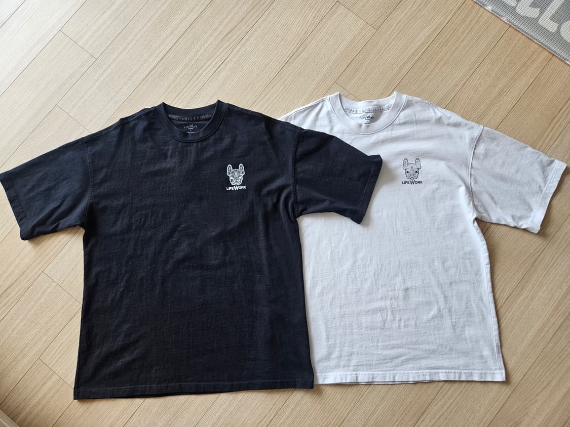 라이프워크 강아지 로고 반팔 티셔츠 흰색, 검은색 L 상품이미지1