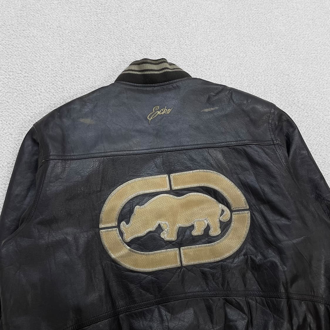 Ecko 에코 언리미티드 브라운 가죽 바시티 자켓 상품이미지3