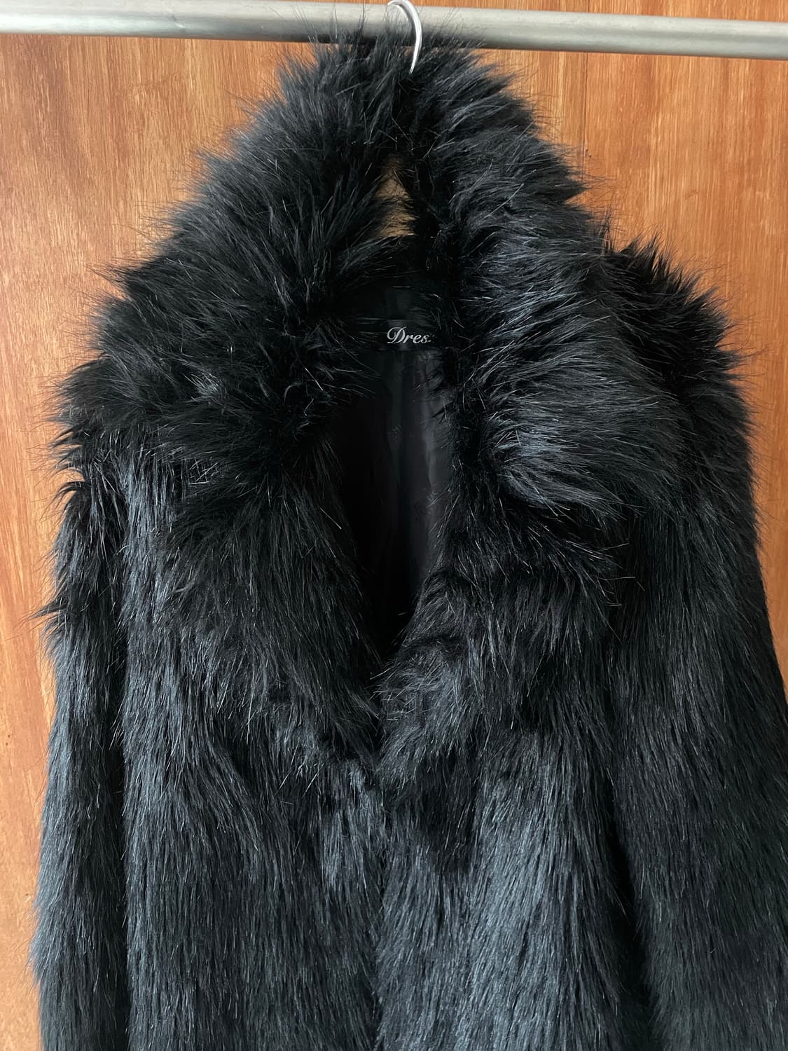 Black long shaggy faux fur coat 상품이미지4