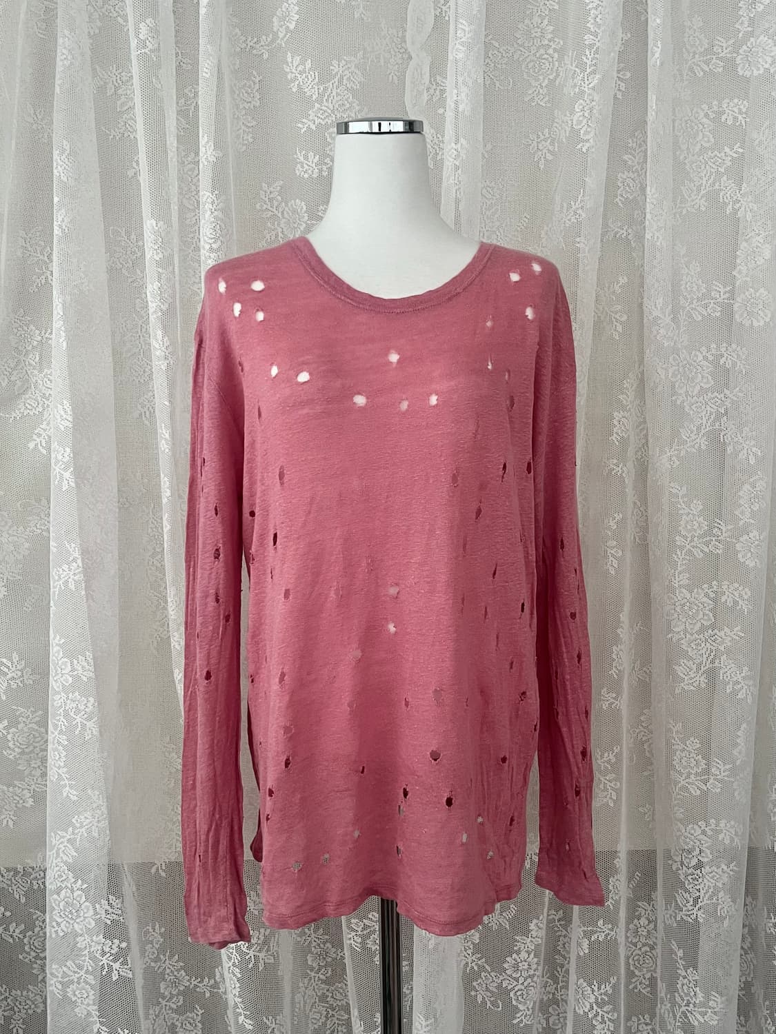 S) 이로 IRO 린넨 롱슬리브 티셔츠 핑크 상품이미지1