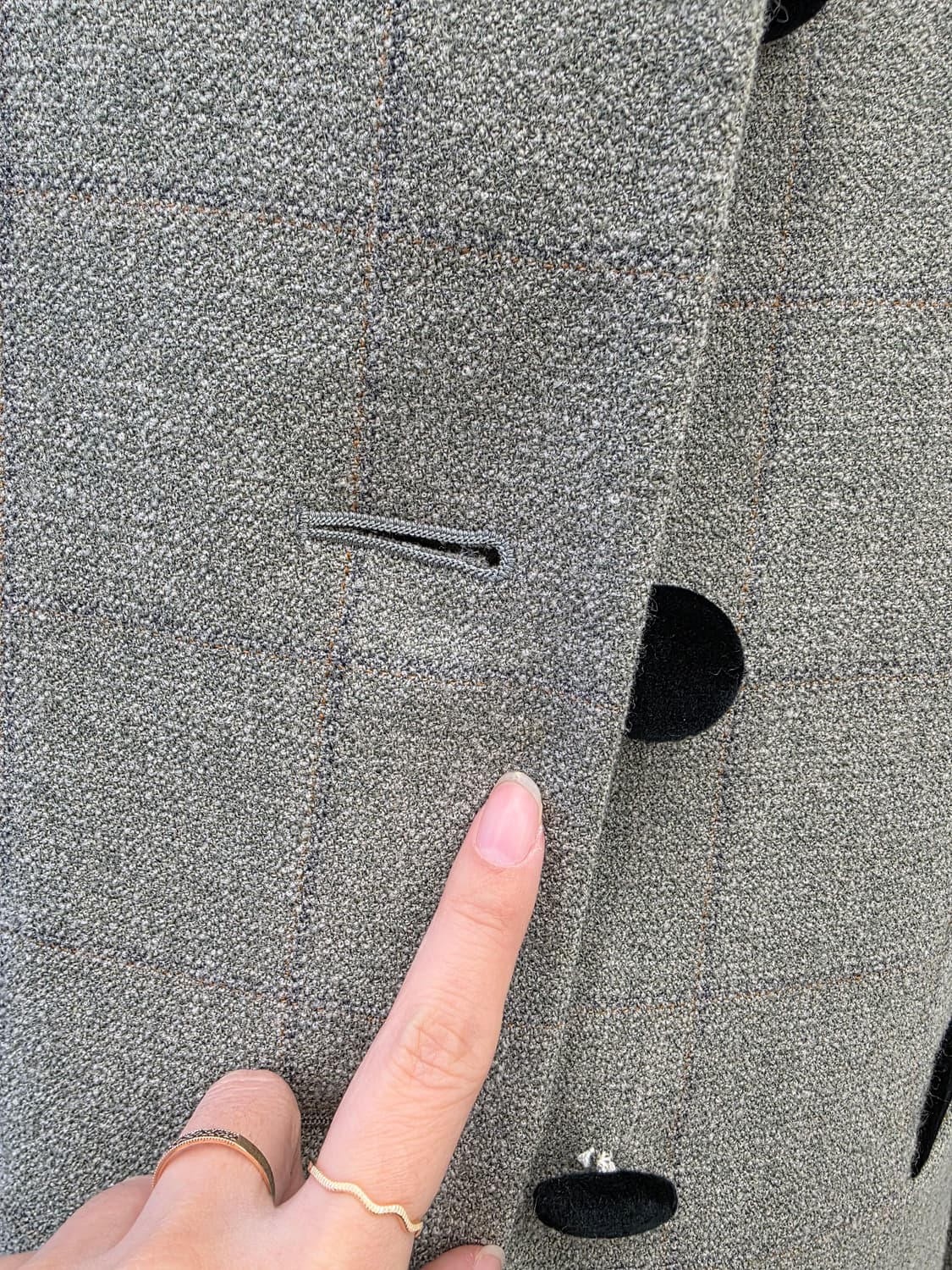 체크 벨벳 배색 여성 자켓 상품이미지6