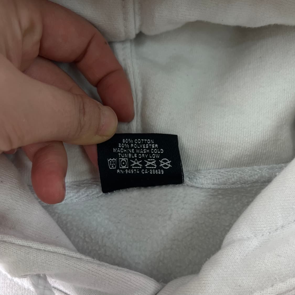 100 스투시 베이직 로고 화이트 후드티 상품이미지5