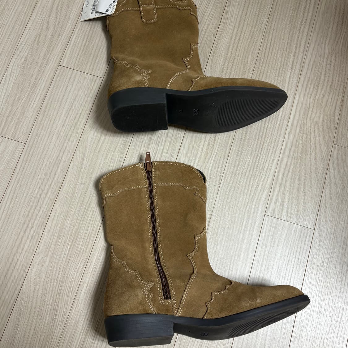 새상품) 245) 자라 키즈 스웨이드 웨스턴 부츠 브라운 급처 상품이미지2