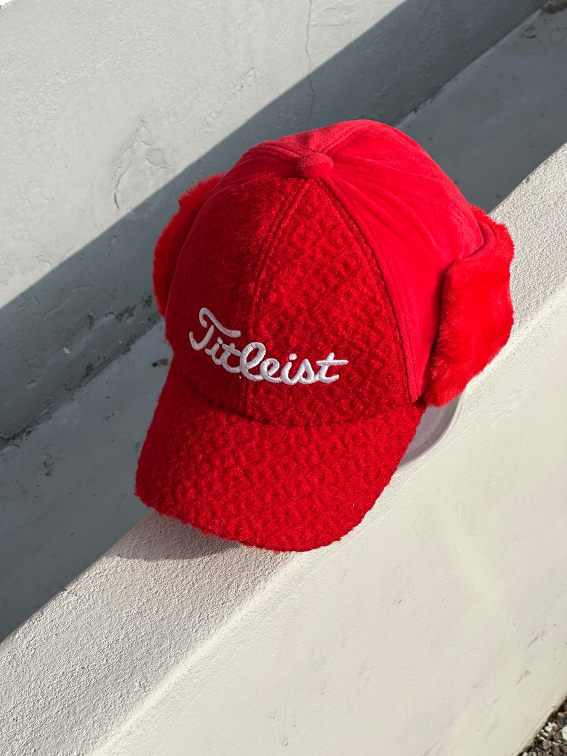 [S-M] 타이틀리스 로고 레드 트윌 이어머프 볼캡 모자 골프 상품이미지2