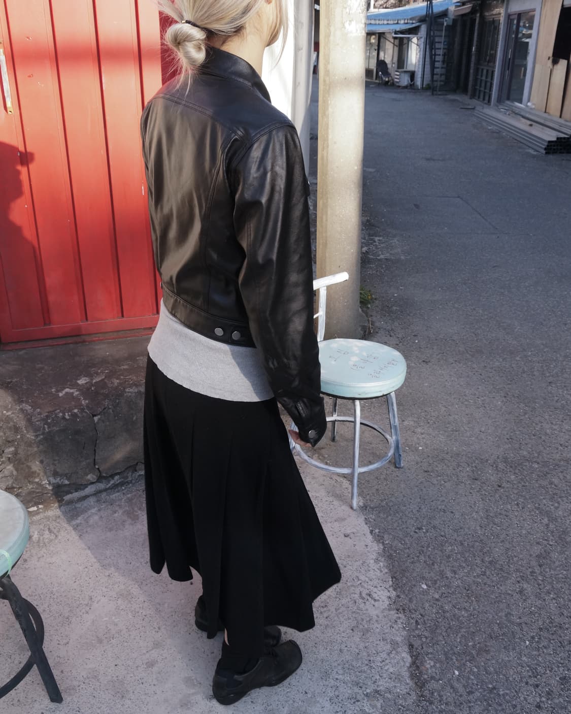 꼼데가르송 블랙 레더 자켓 상품이미지6