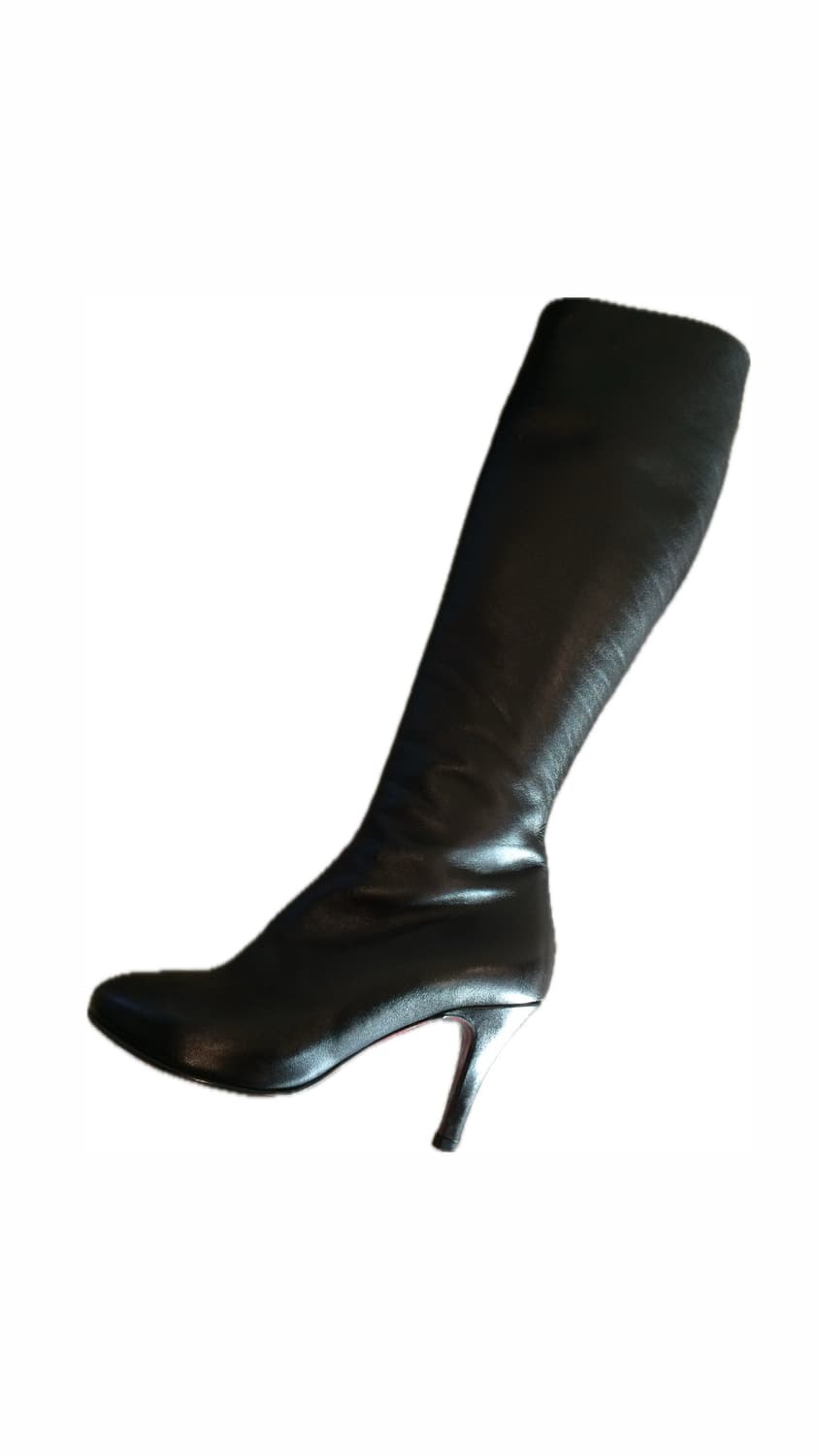Leather slim long boots black 상품이미지3
