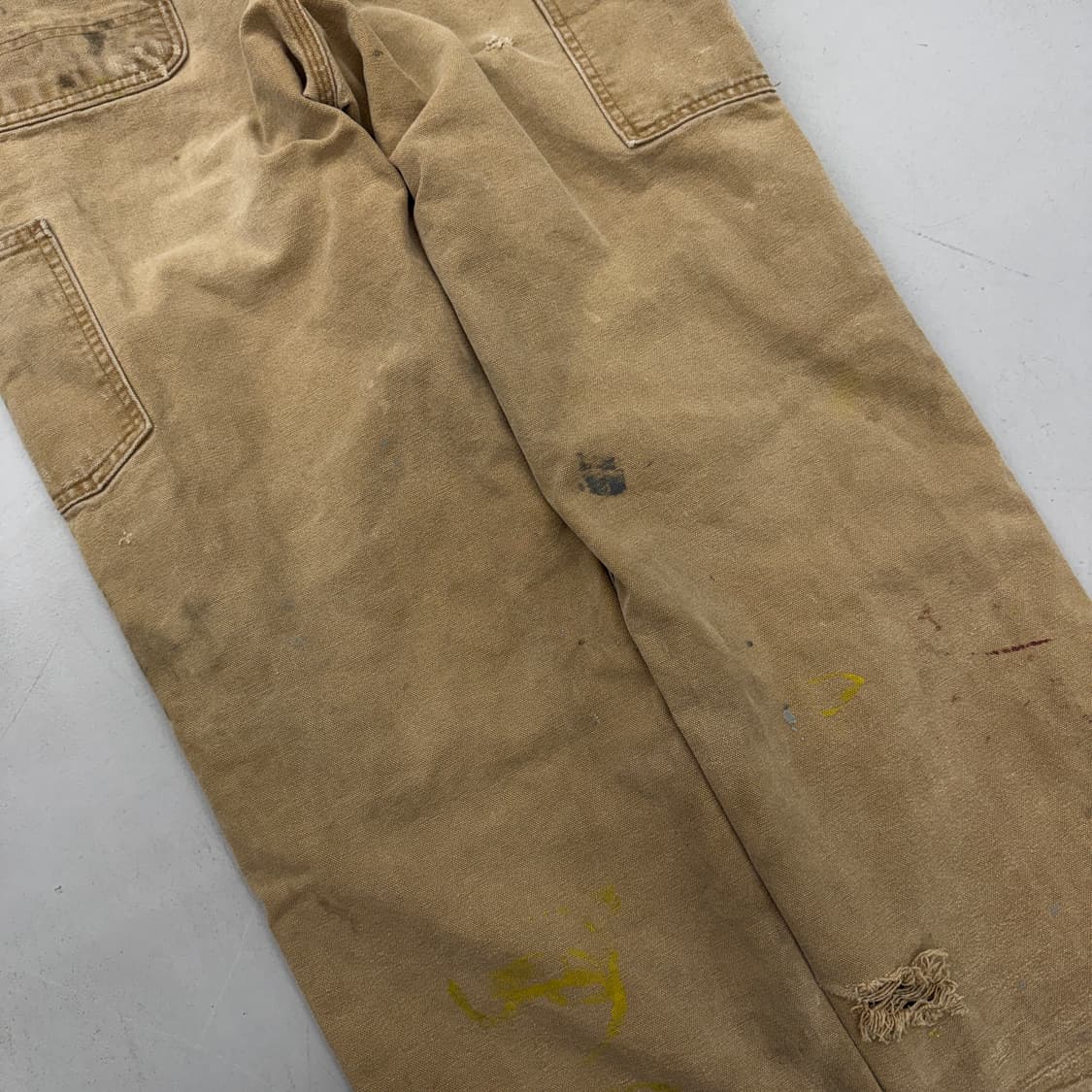 칼하트 OG 가죽패치 카펜터 하드 페이딩 덕캔버스 와이드 워크팬츠 상품이미지8