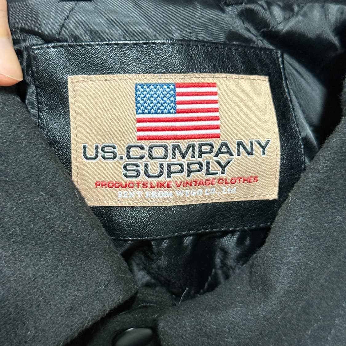 US Company 멀티 패치 디테일 울 혼방 레더암 바시티 자켓 상품이미지6