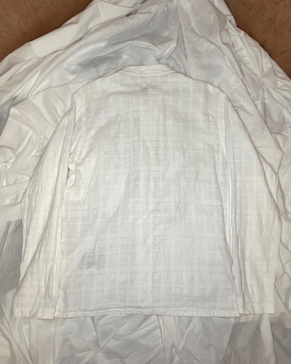 엔지니어드 가먼츠 화이트 토널 시어서커 체크 밴드 칼라 셔츠 상품이미지2