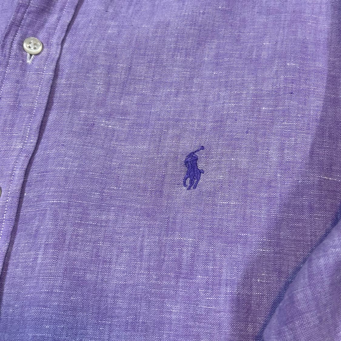 M) 폴로 랄프로렌 클래식 퍼플 보라색 린넨 셔츠 상품이미지4