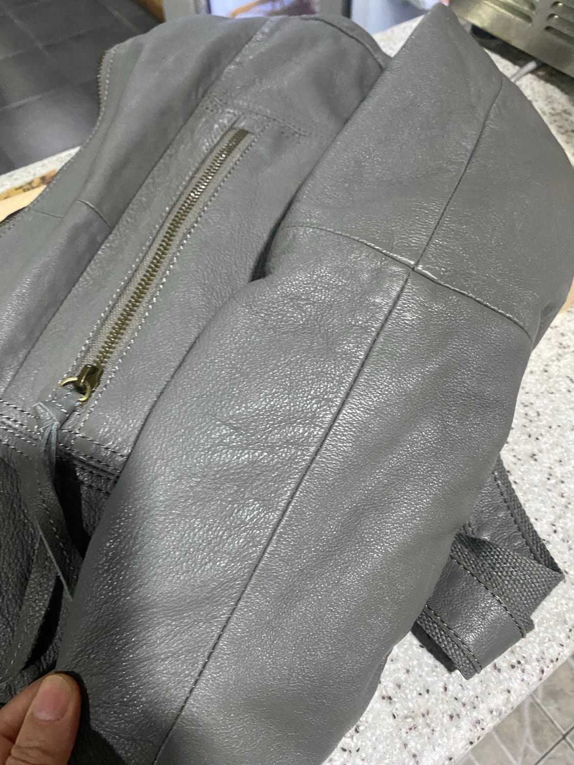 그레이 가죽 빅백 상품이미지6