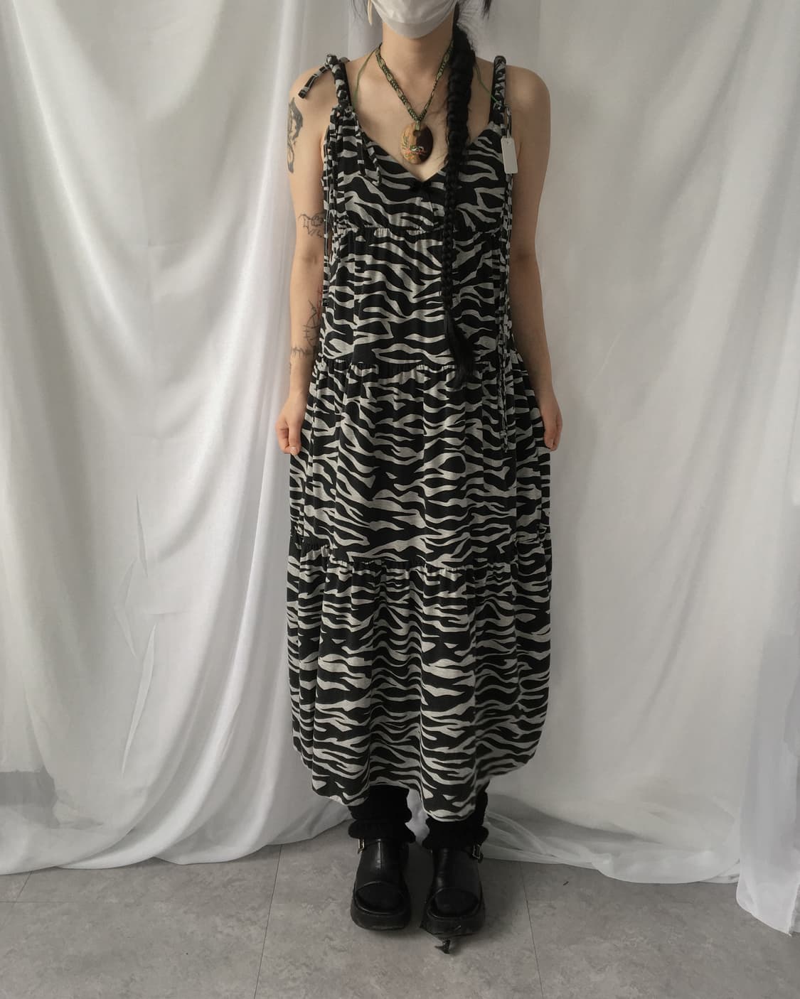 Zebra pattern sleeveless onepiece 상품이미지1