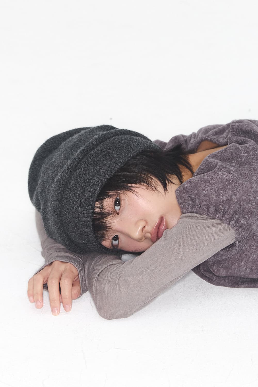 익스파이드걸 니트 비니 차콜 상품이미지5