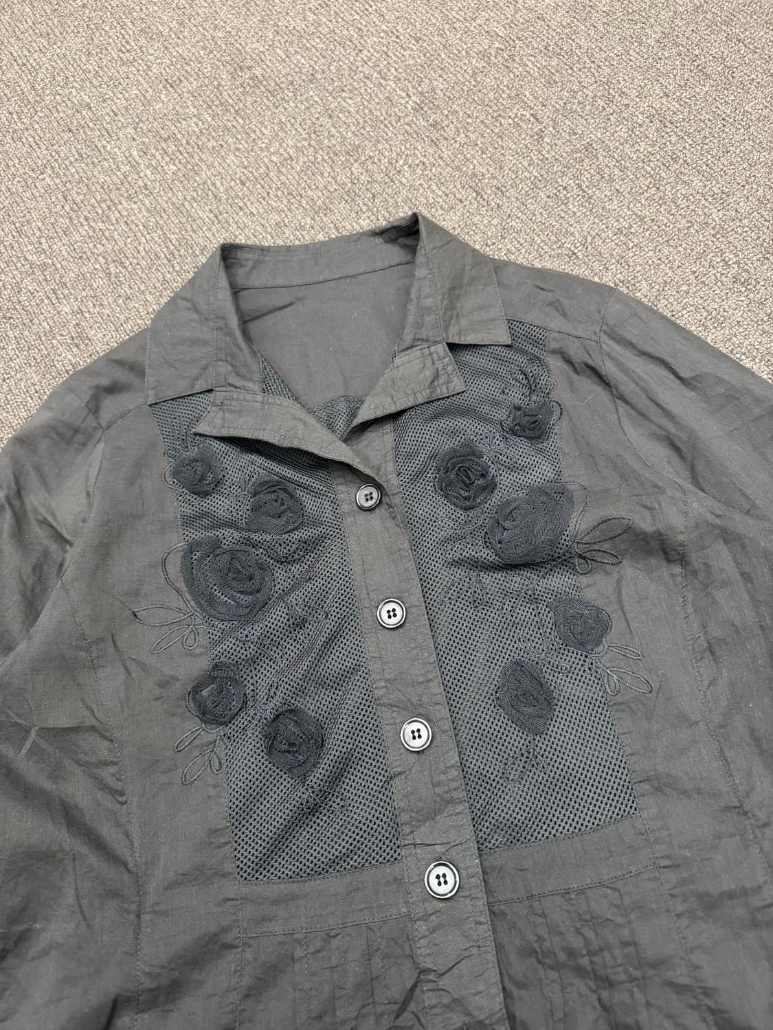 L)Earthy Mode 빈티지 여성 블랙 셔츠자켓 상품이미지2