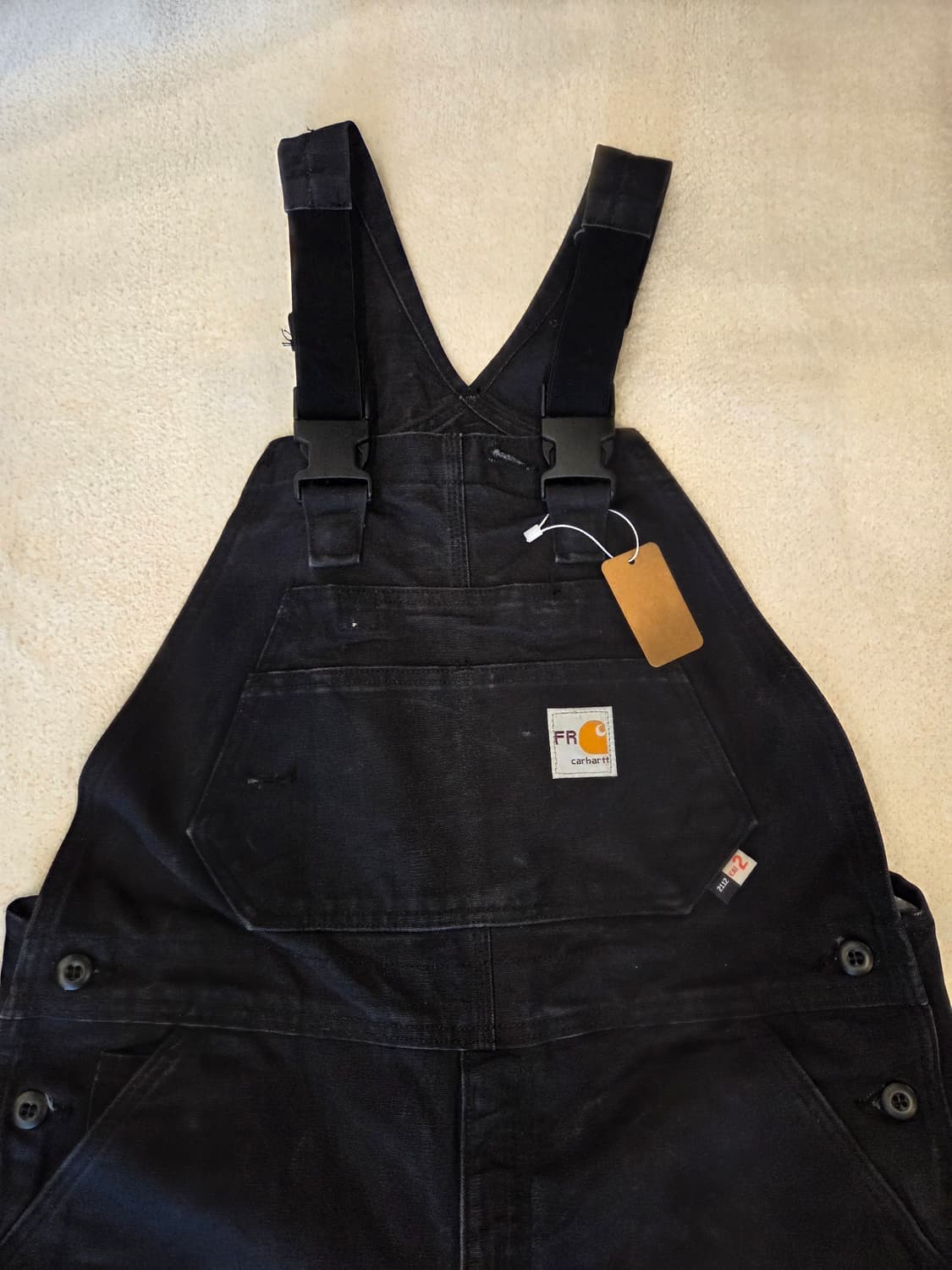 오리지날 칼하트 FR 블랙 더블니 오버롤 real USA 상품이미지3