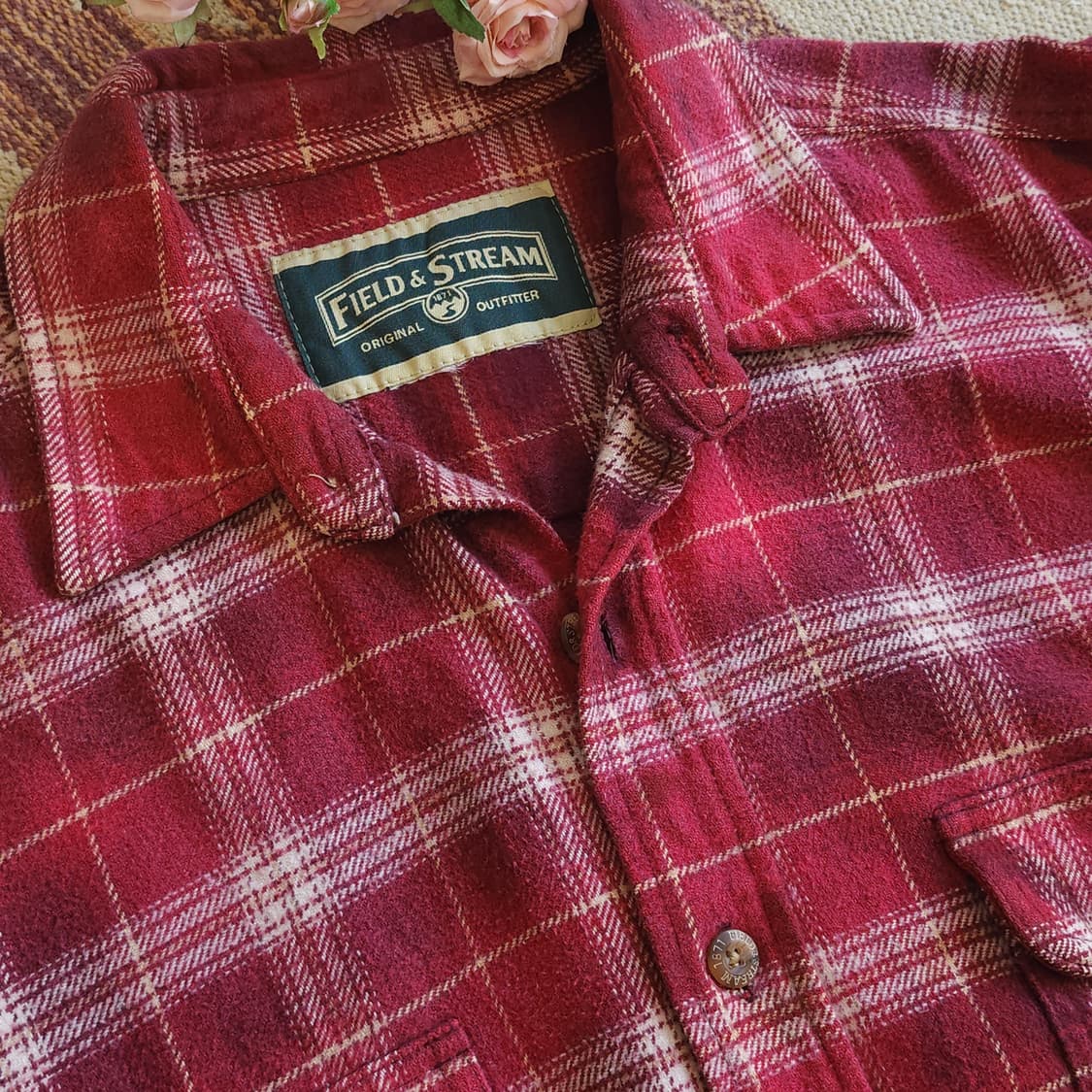90s 빈티지 체크셔츠 헤비 플란넬 워크셔츠 썬페이딩 레드 xl 상품이미지10