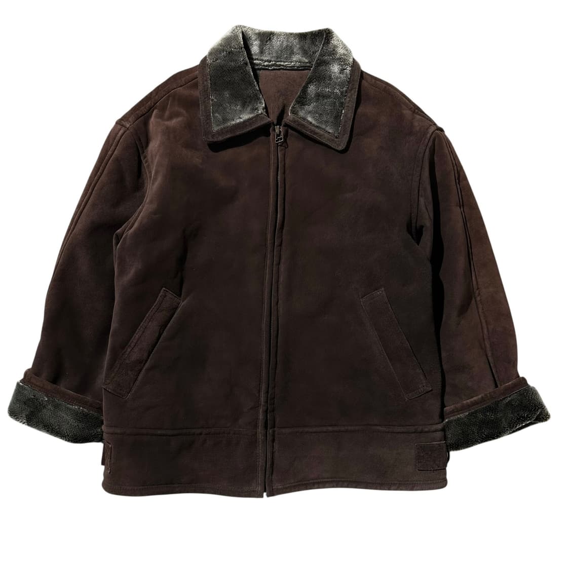 스웨이드 레더 시어링 무스탕 싱글 자켓 상품이미지1