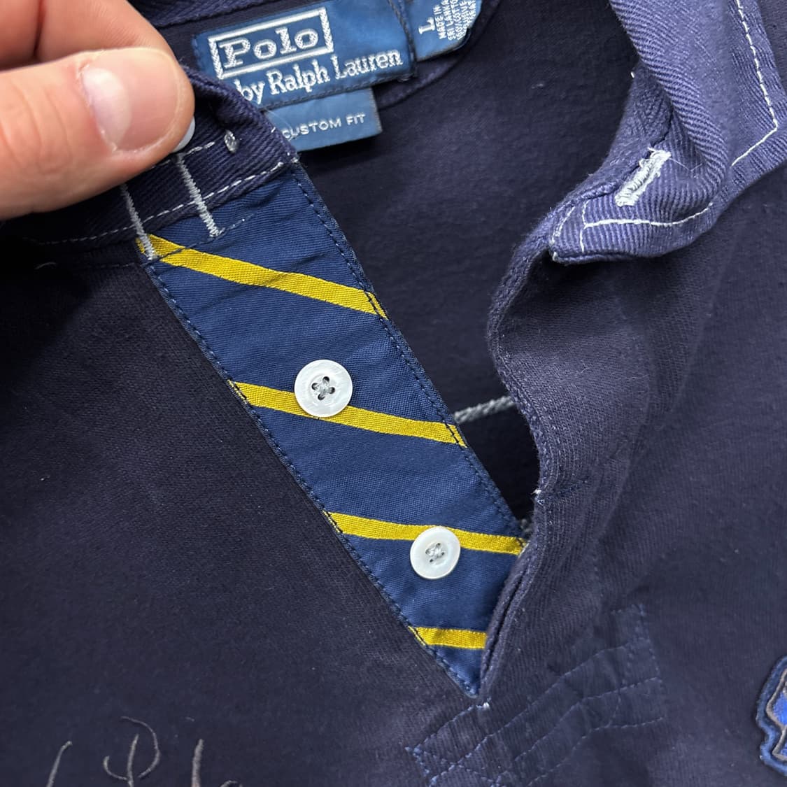 90s 폴로 랄프로렌 크레스트 클럽와펜 프레피 라이닝 럭비셔츠 N915 상품이미지9