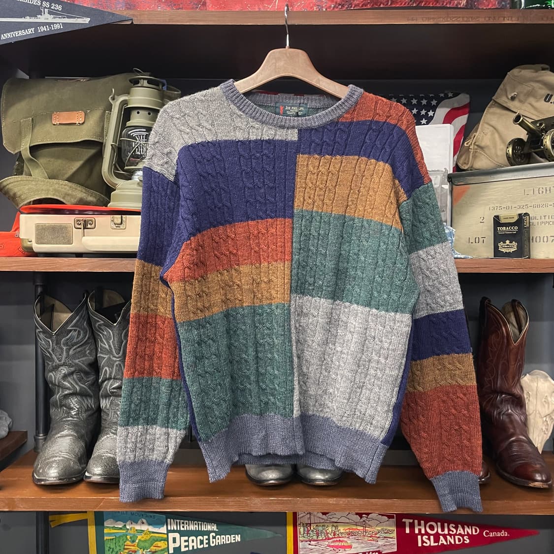 조 필립스 골프 웨어 멀티 배색 패턴 케이블 꽈배기 니트 스웨터 N346 상품이미지1