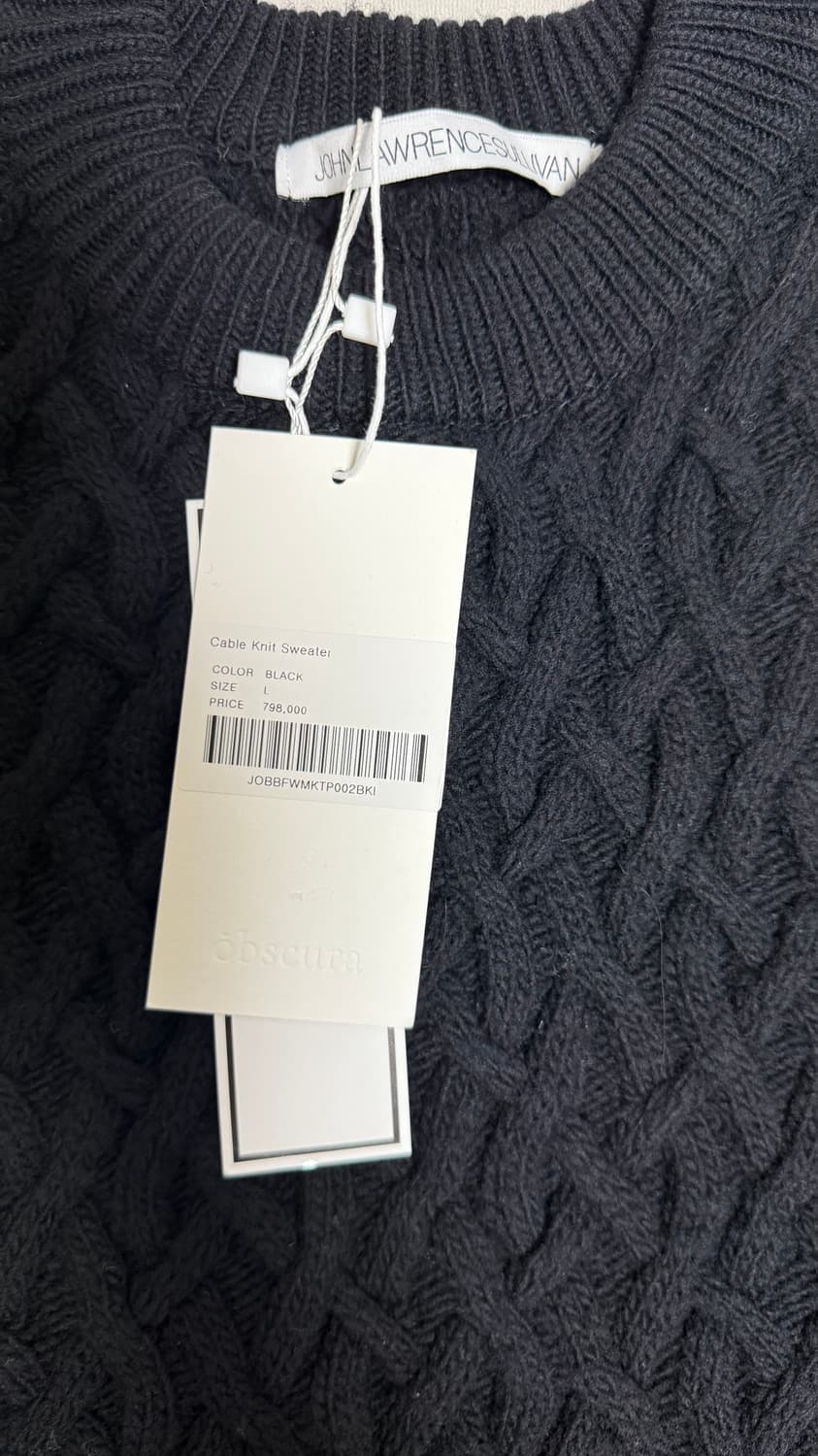 [L] 존 로렌스 설리반 케이블 니트 블랙 상품이미지3