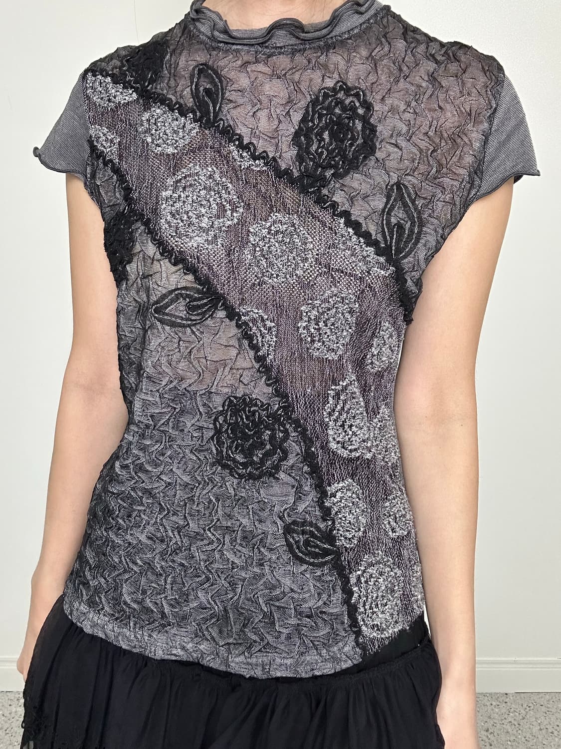 레이스 사선 티셔츠 상품이미지1