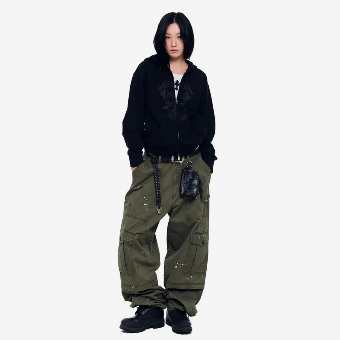 아캄 후드집업: AKM CROS2 Zip-Up Hoodie (Black) 상품이미지3