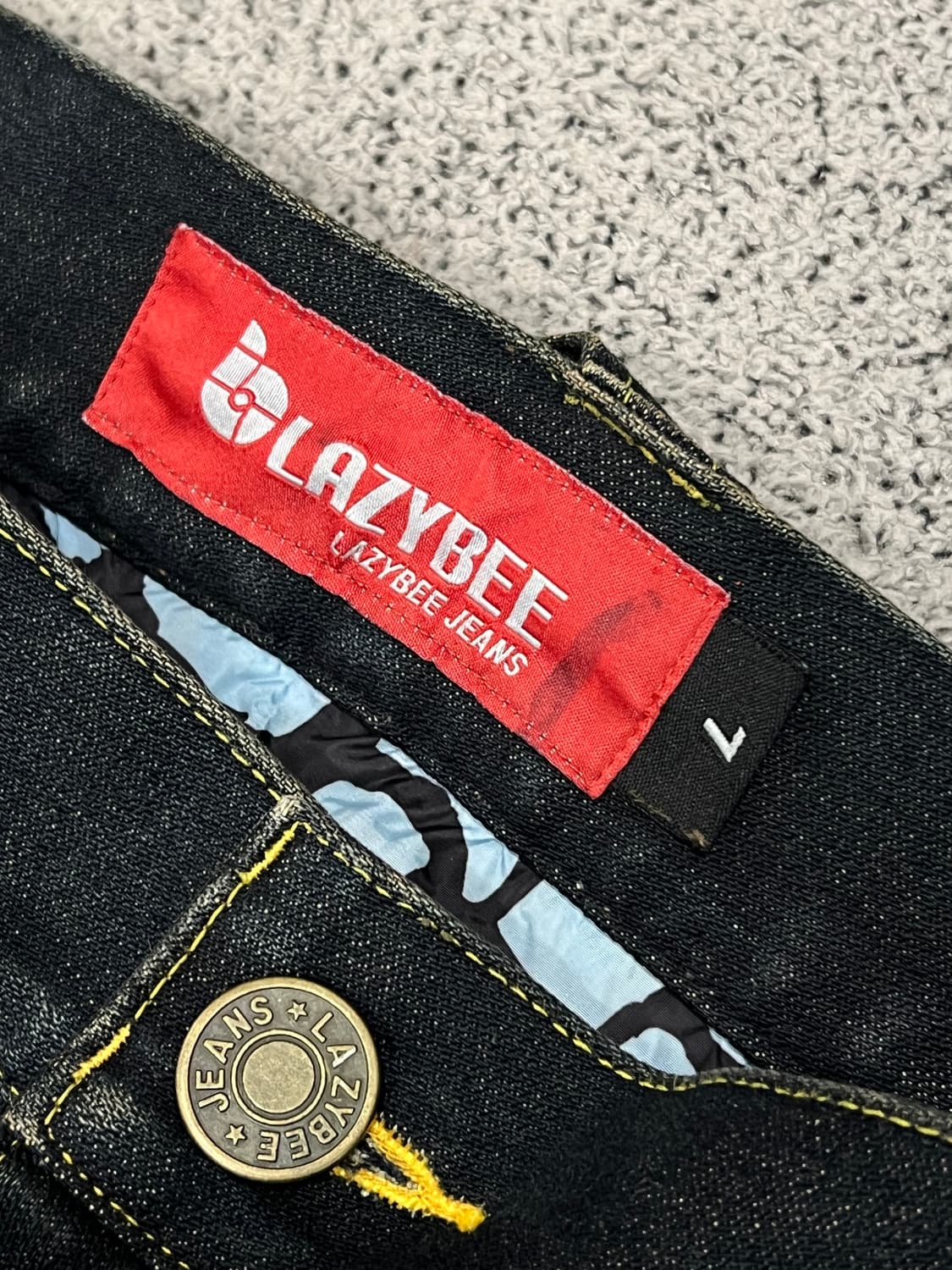 (우주매물) LAZYBEE 빈티지 진청 와이드 부츠컷 데님 팬츠 상품이미지3