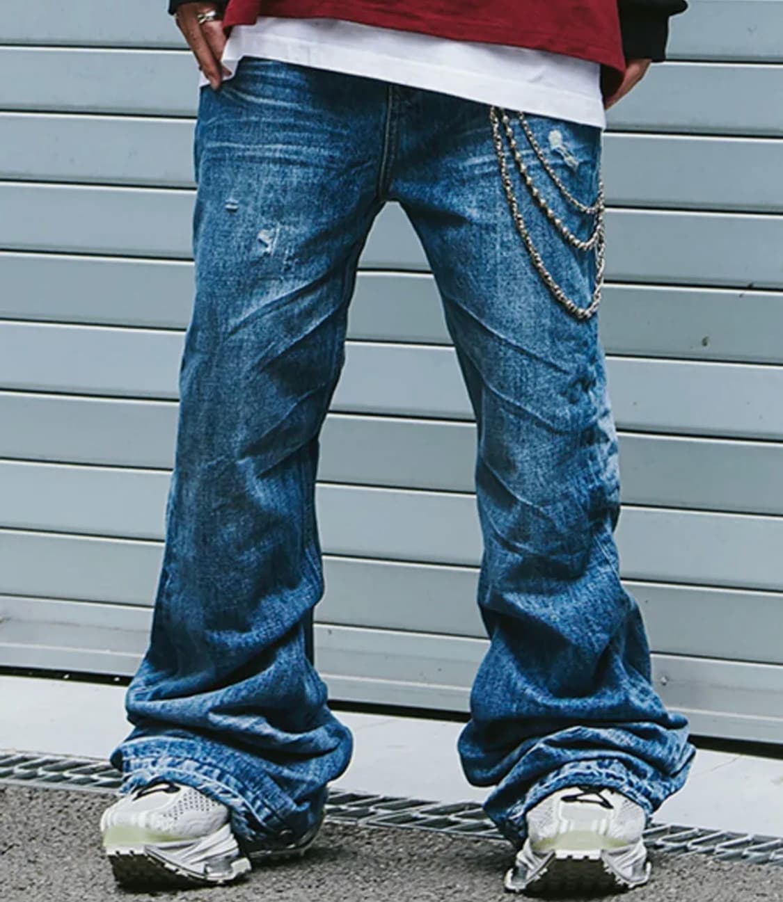 로어링라드 플레어 워시드 데님 팬츠 블루 M 상품이미지1