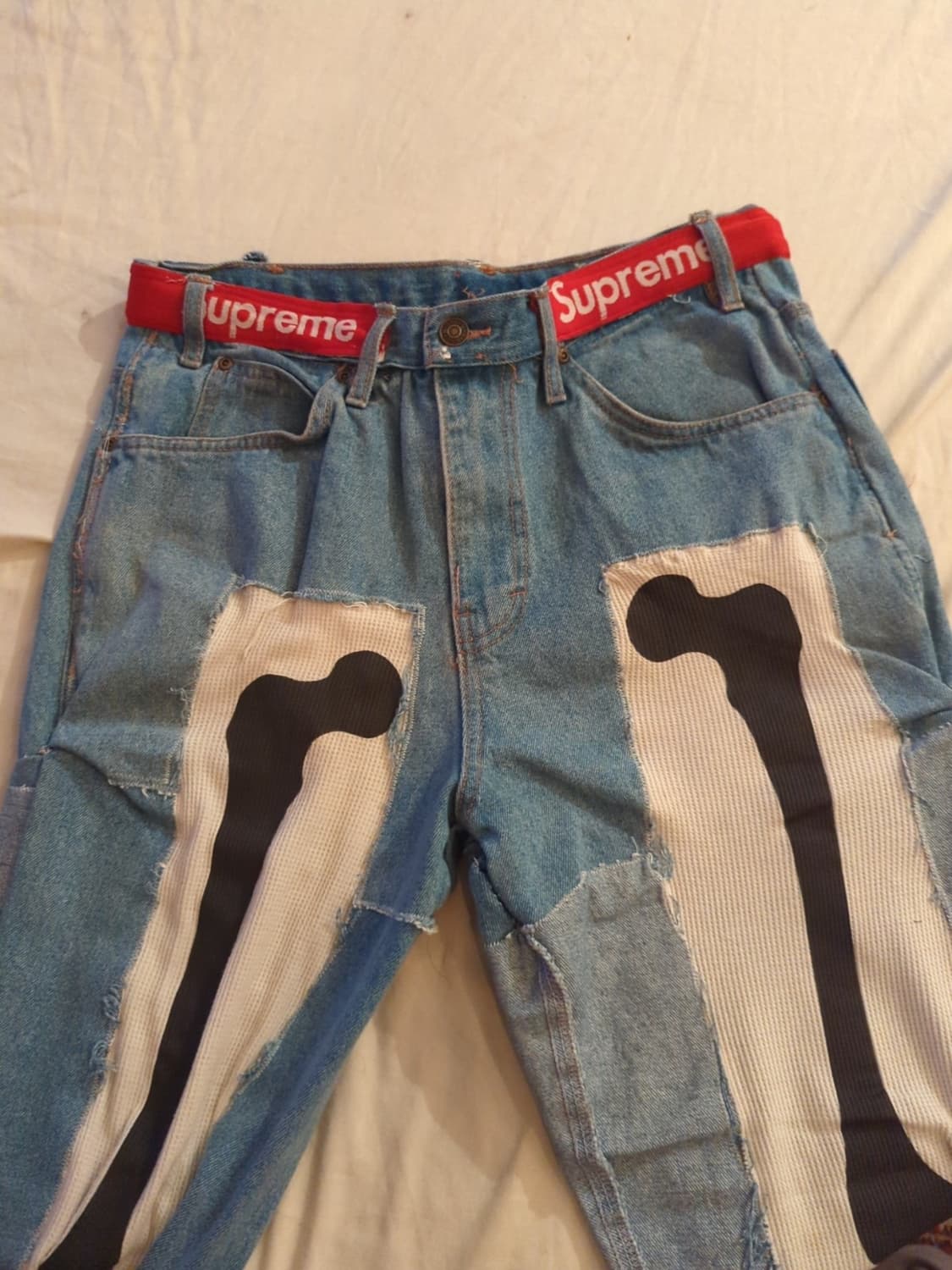 커스텀 슈프림 스켈레톤 데님 팬츠 상품이미지2