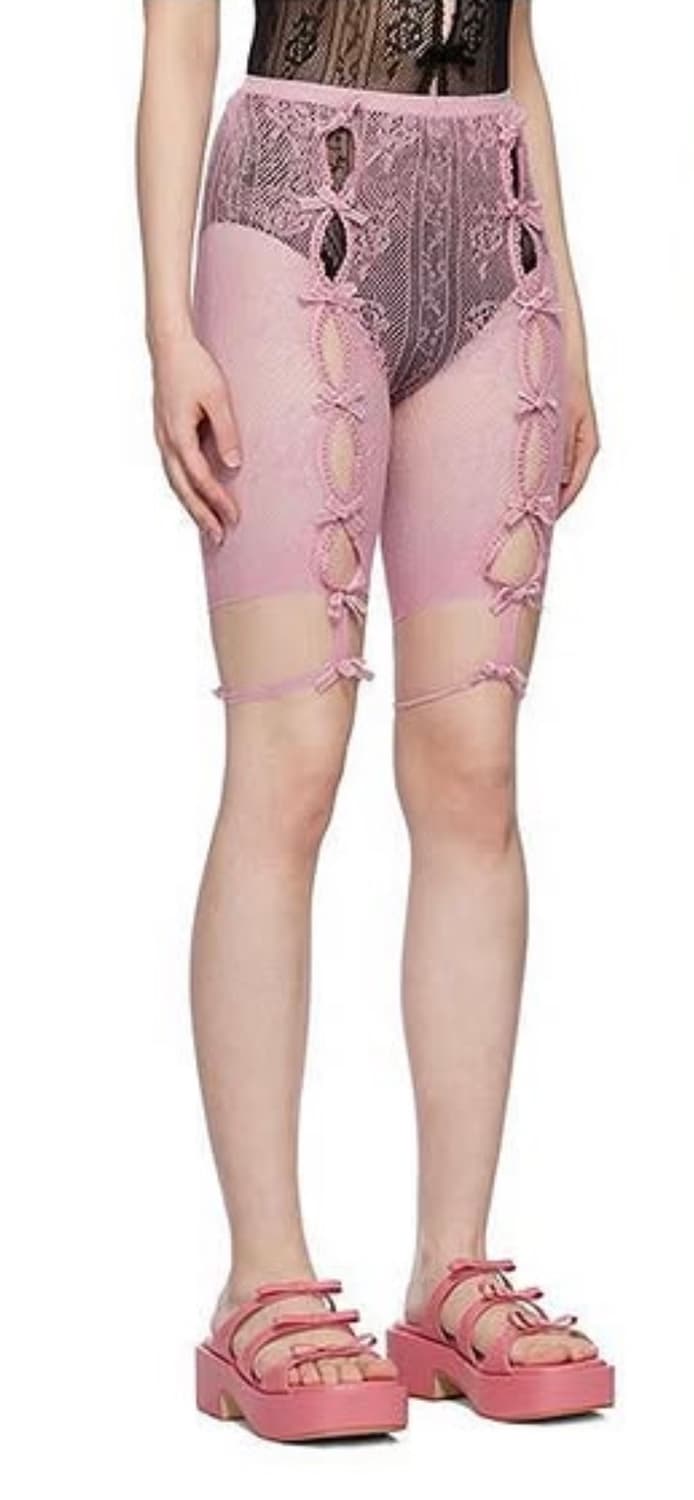 Nodress 연보라 리본 하프 스타킹 상품이미지2