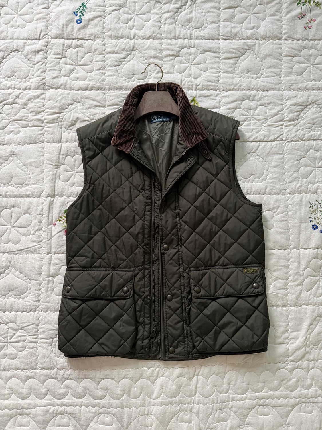 (국내매장) 폴로랄프로렌 베스트 퀄팅 송아지가죽 디테일 투포켓 자켓 상품이미지1