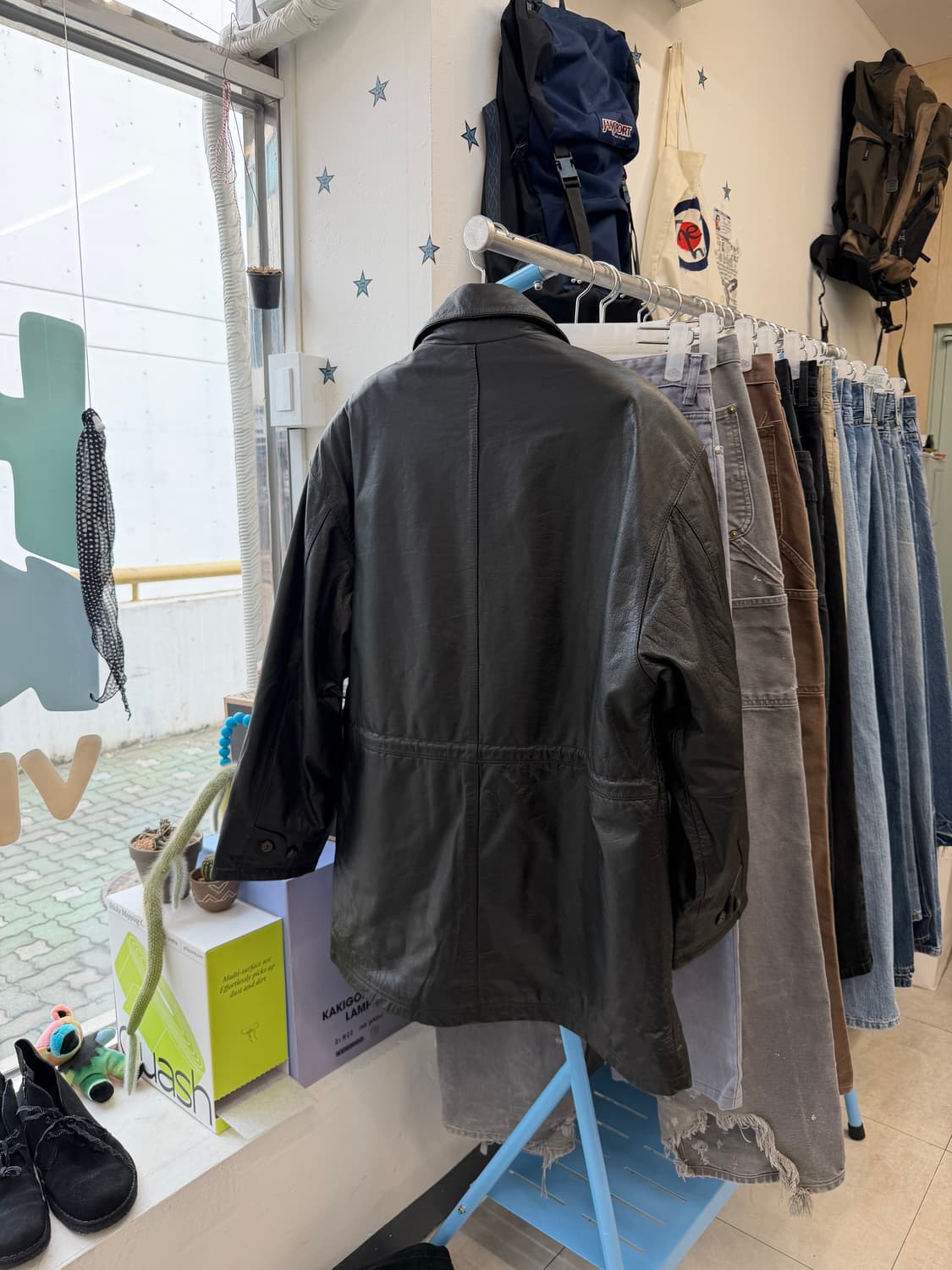 Vtg leather car coat 상품이미지4