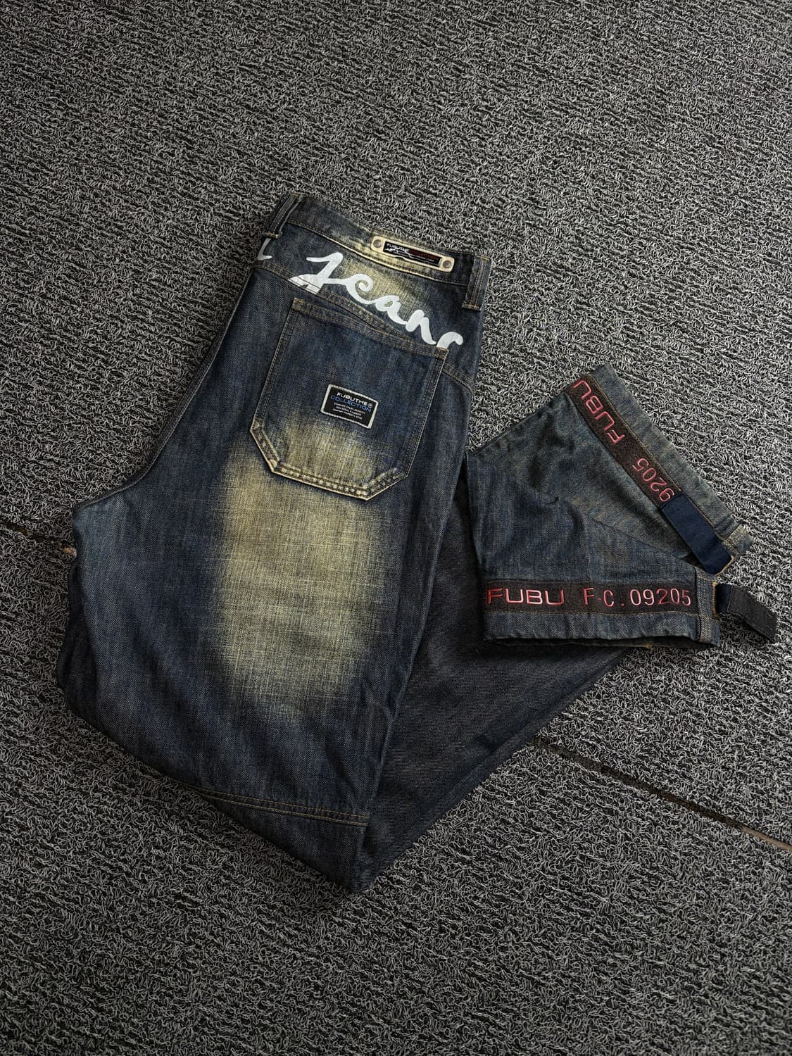 00s 후부 y2k 디테일 데저트 워싱 와이드핏 데님 팬츠 1658 상품이미지1