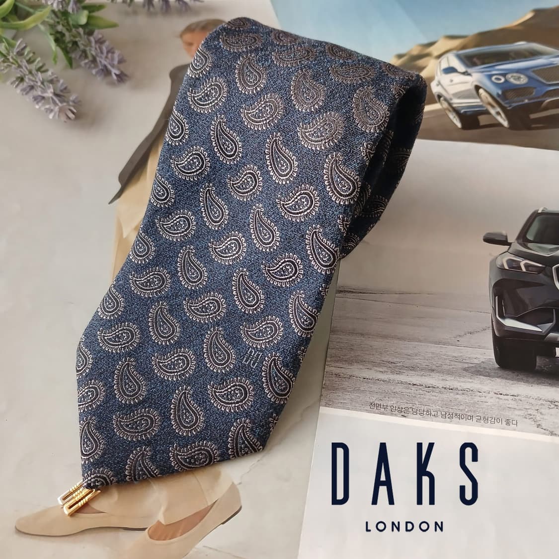 닥스 실크 혼방 네이비 페이즐리 넥타이 8cm A등급 A19295
 상품이미지1