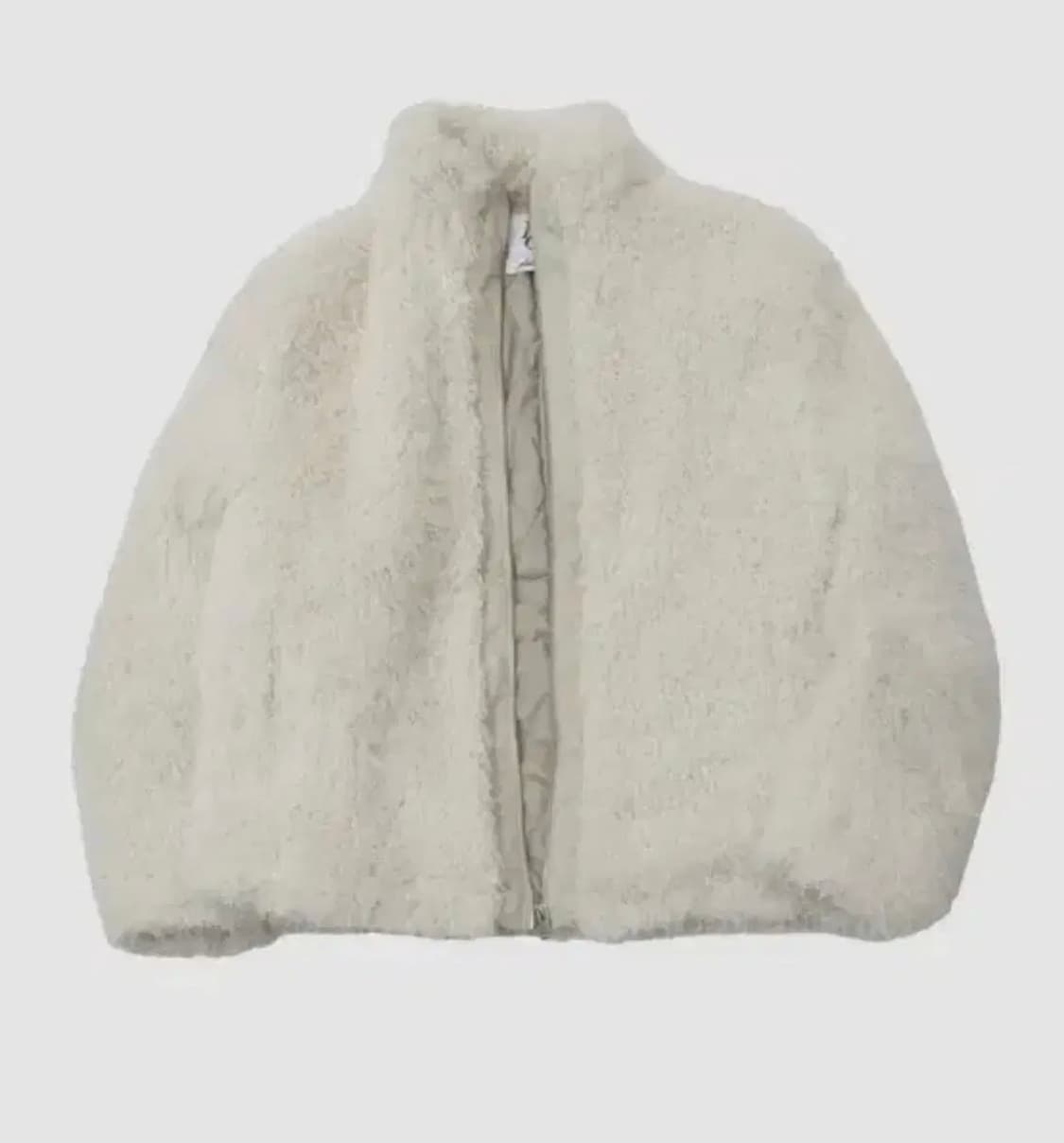 플레이스스튜디오 하이넥 소프트 퍼 우먼즈 풀오버 오버핏 집업자켓 아이보리 상품이미지2