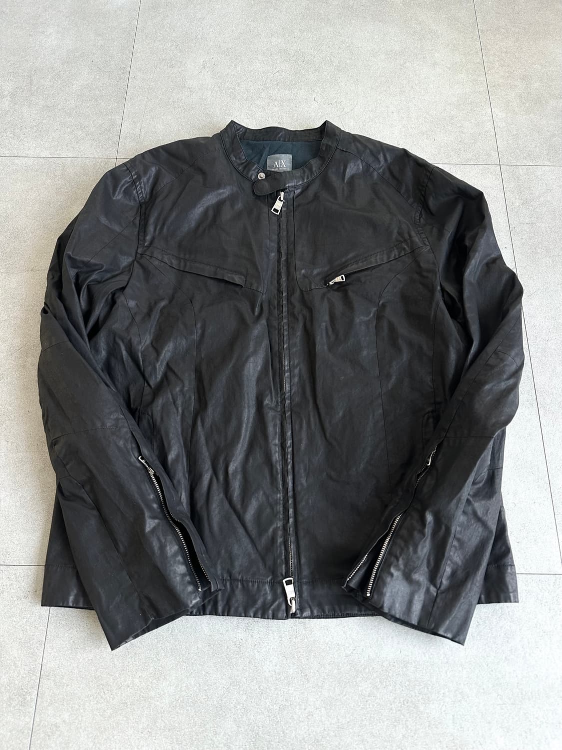 알마니 2000s 왁스코팅 자켓 블랙 상품이미지5