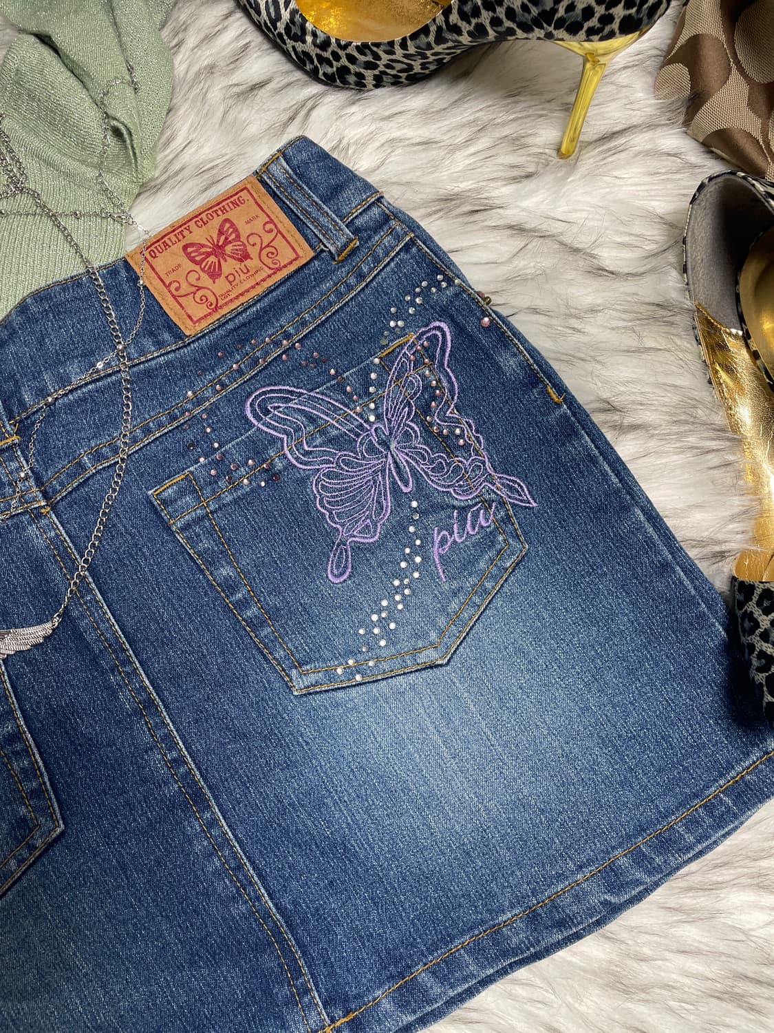 페어리 나비 butterfly 데님 스커트 상품이미지3