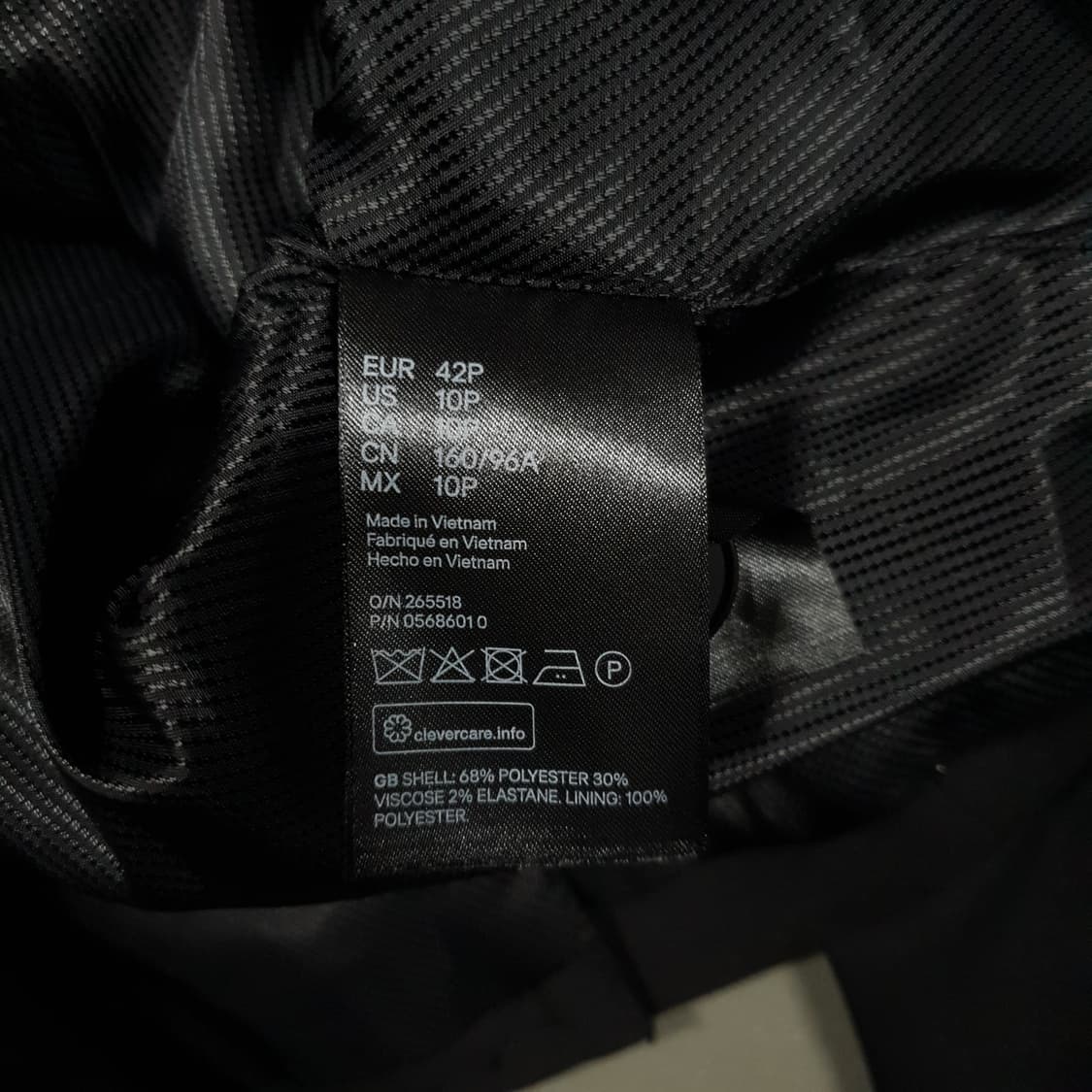 여성 55) H&M 에이치앤엠 원버튼 싱글 블레이저 정장 자켓 블랙 상품이미지4