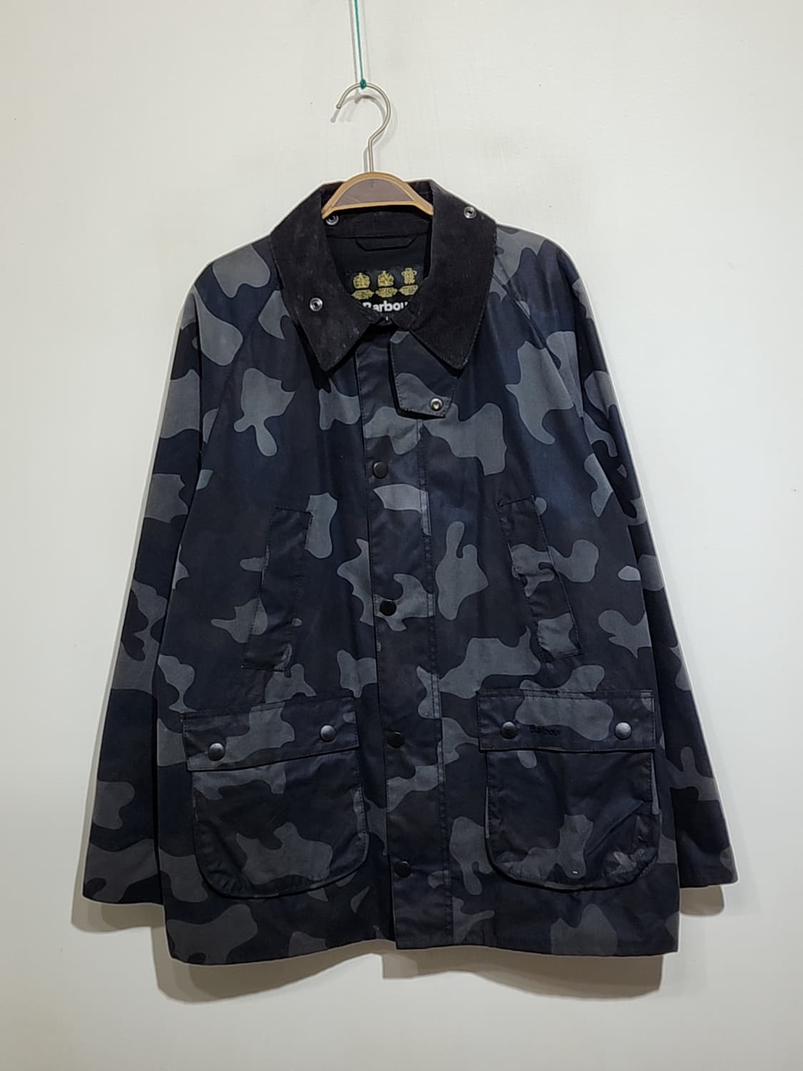 (L) 바버 비데일 왁스자켓 카모패턴 왁싱점퍼 코듀로이 카라넥  상품이미지1