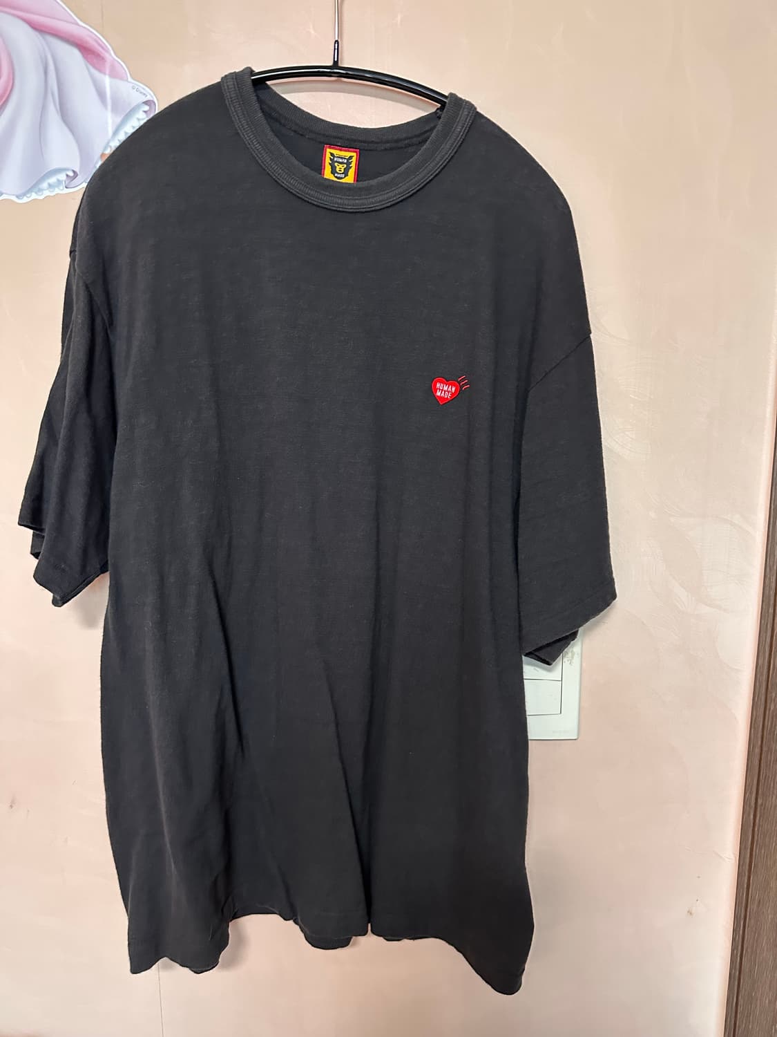 XL) 휴먼 메이드 하트 뱃지 티셔츠 블랙 상품이미지3