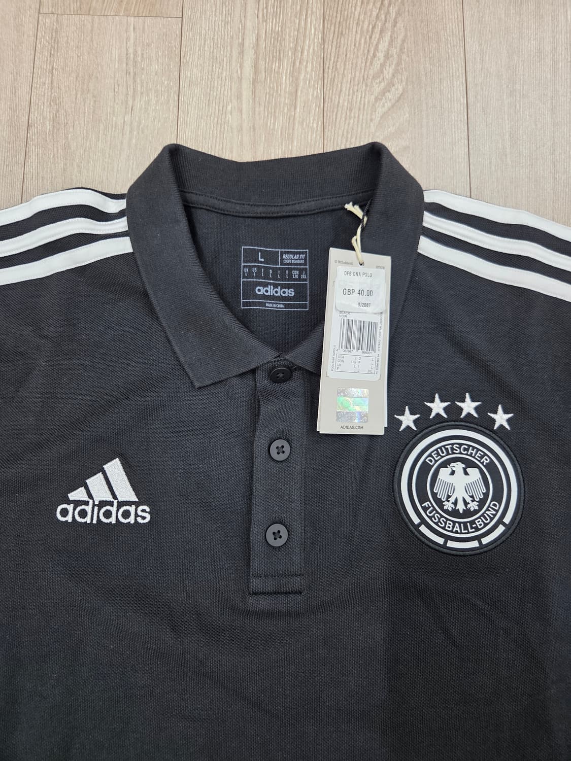 (새상품)아디다스 독일 국대 카라 반팔 티셔츠 블랙 해외 L(국내 XL) 상품이미지2