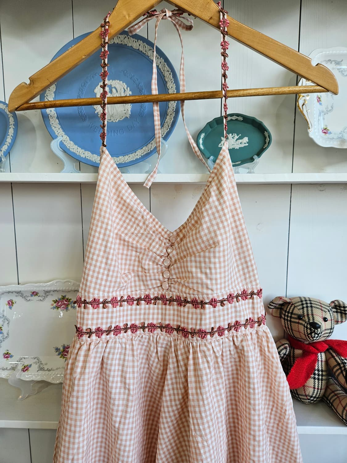 LEST ROSE체크 리본 원피스 상품이미지3