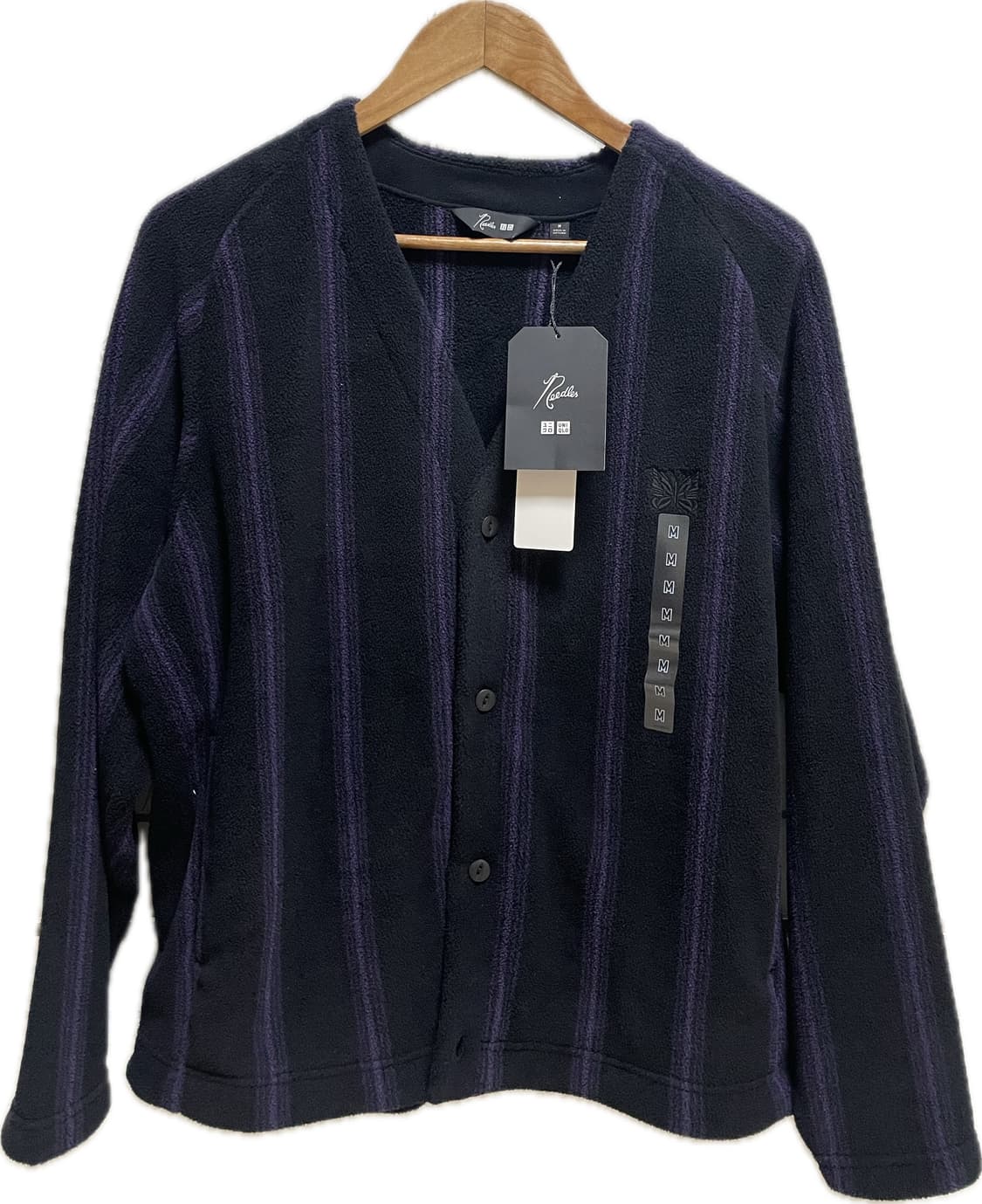 새상품 유니클로 니들스 후리스 오버사이즈드 가디건 블랙 M 상품이미지1