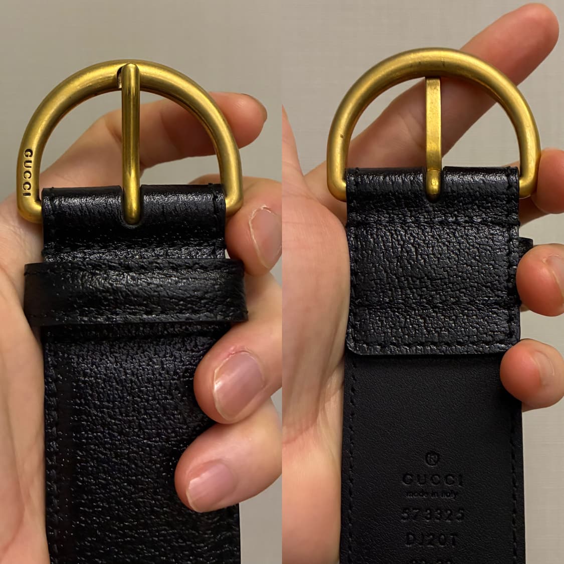 (S/80)GUCCI 구찌 그레인 레더 G버클 가죽벨트 블랙 우먼스 상품이미지2