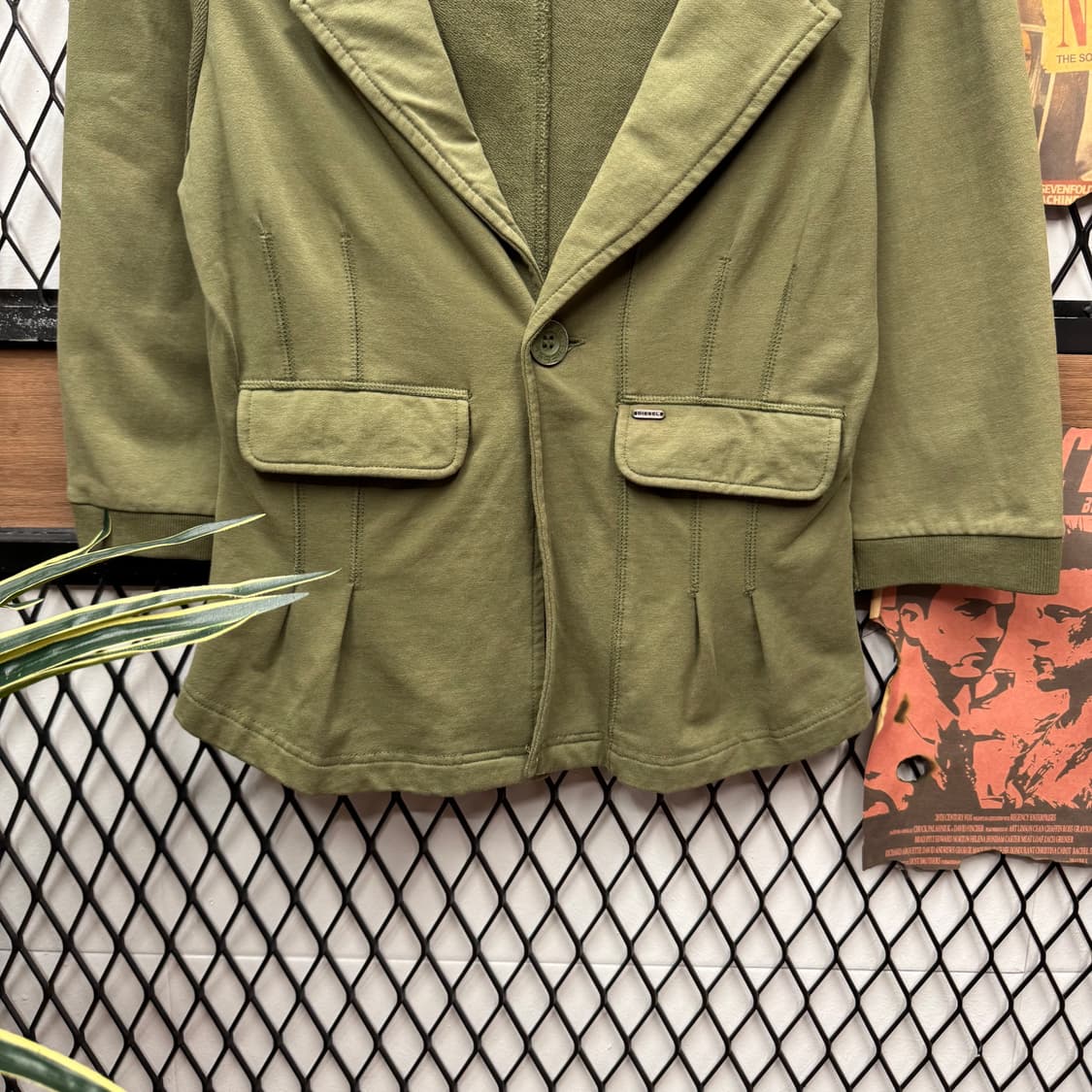 00s 디젤 퍼프 소매 블레이저 전면 투포켓 포인트 카키 상품이미지4